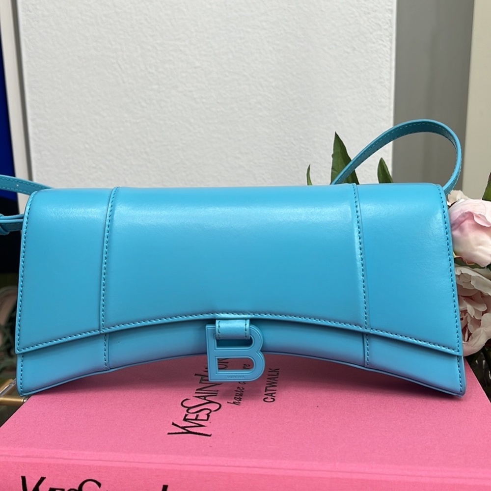Balenciaga Blue Hourglass Leather Shoulder Bag - Picture 4 of 10
